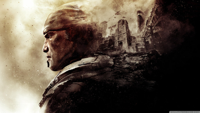 Man black suit building smoke free wallpaper - medium preview image