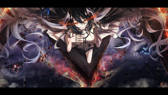 Black wings gothic warship explosion free wallpaper - medium preview image