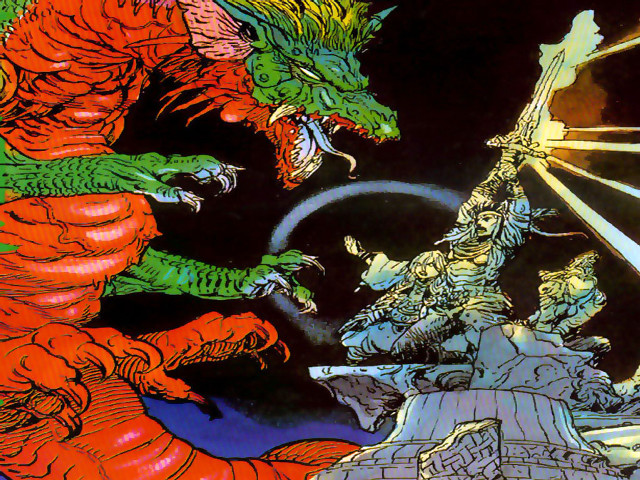 Dragon attacking demon rock formation free wallpaper - medium preview image