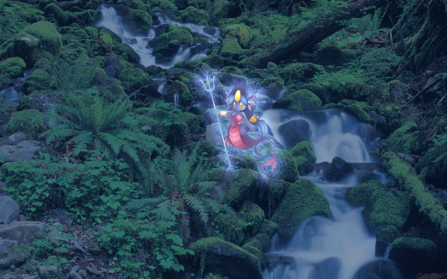 Stream figure green plants rocks free wallpaper - medium preview image