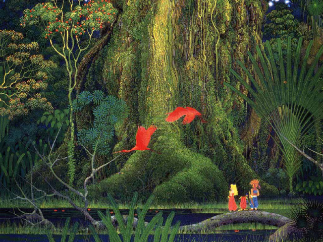 Forest man woman standing middle free wallpaper - medium preview image