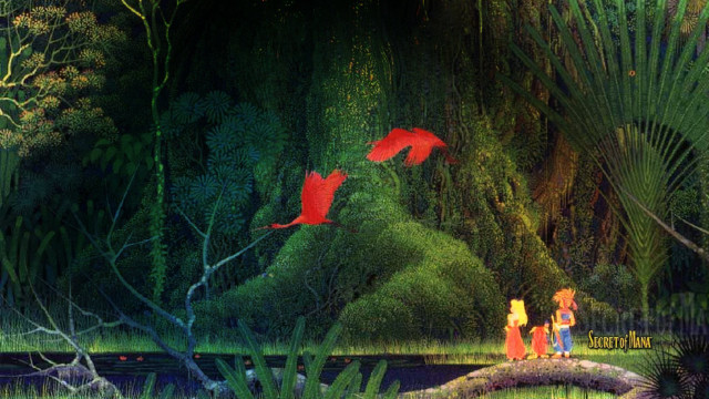 Forest red bird flying pond free wallpaper - medium preview image