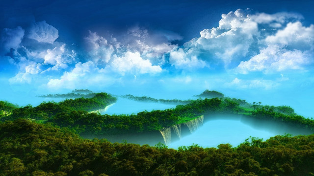 Landscape lake mountains clouds sky free wallpaper - medium preview image