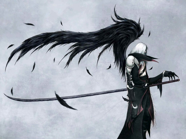 Woman sword bird shoulder black free wallpaper - medium preview image