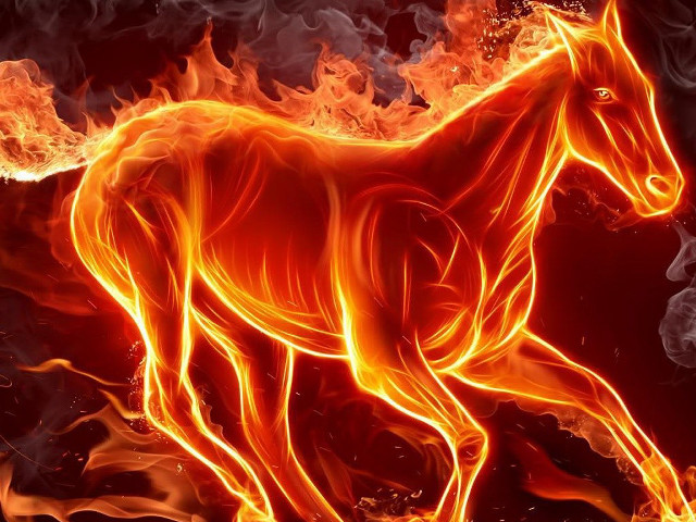 Horse running fire field flames #7 free wallpaper - medium preview image