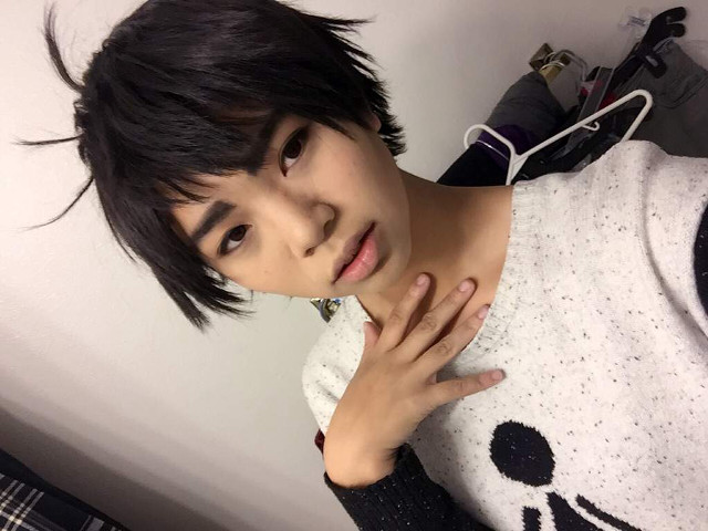 Young man black hair white free wallpaper - medium preview image