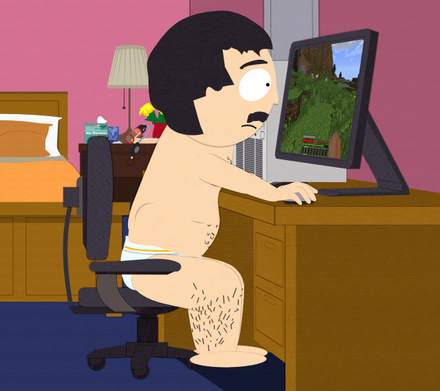 Cartoon man sitting desk computer free wallpaper - medium preview image