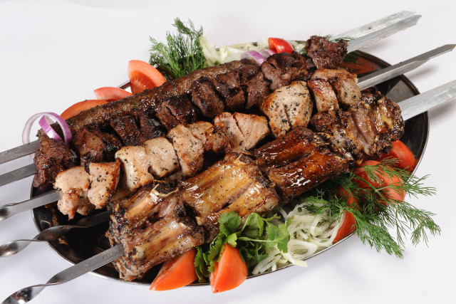Meat vegetables tablecloth utensils sculpture free wallpaper - medium preview image