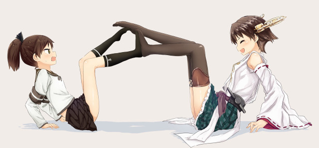 Anime girls sitting crossed legs #2 free wallpaper - medium preview image