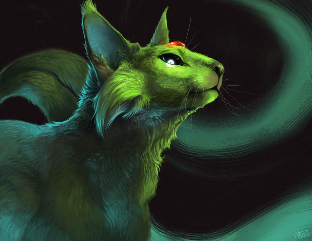 Green cat red nose spiral free wallpaper - medium preview image