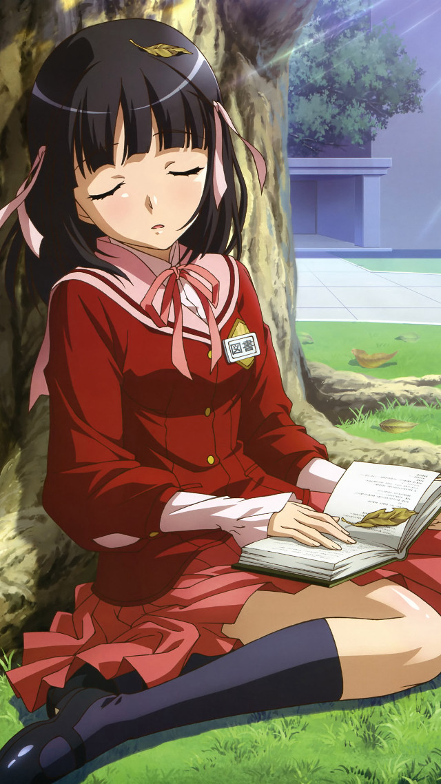 Girl sitting ground reading book free wallpaper - medium preview image