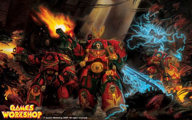 Warhammer flames red suit man free wallpaper - medium preview image