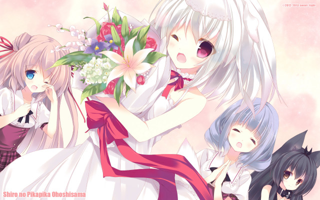 Anime girls flowers hair dresses free wallpaper - medium preview image