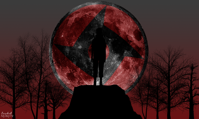 Man hill red moon trees free wallpaper - medium preview image
