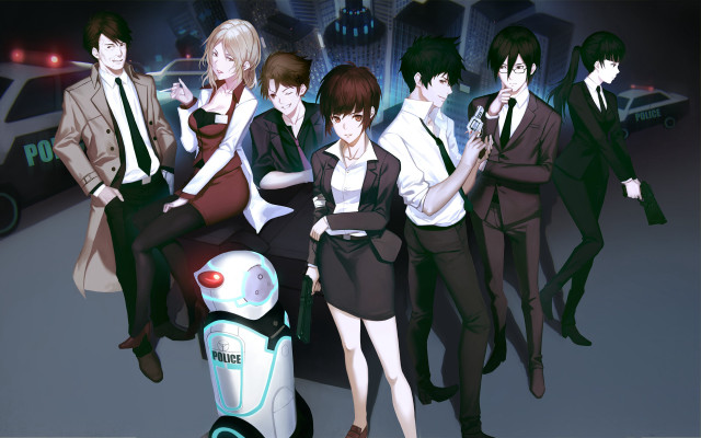 People robot city night group free wallpaper for desktop - medium preview image