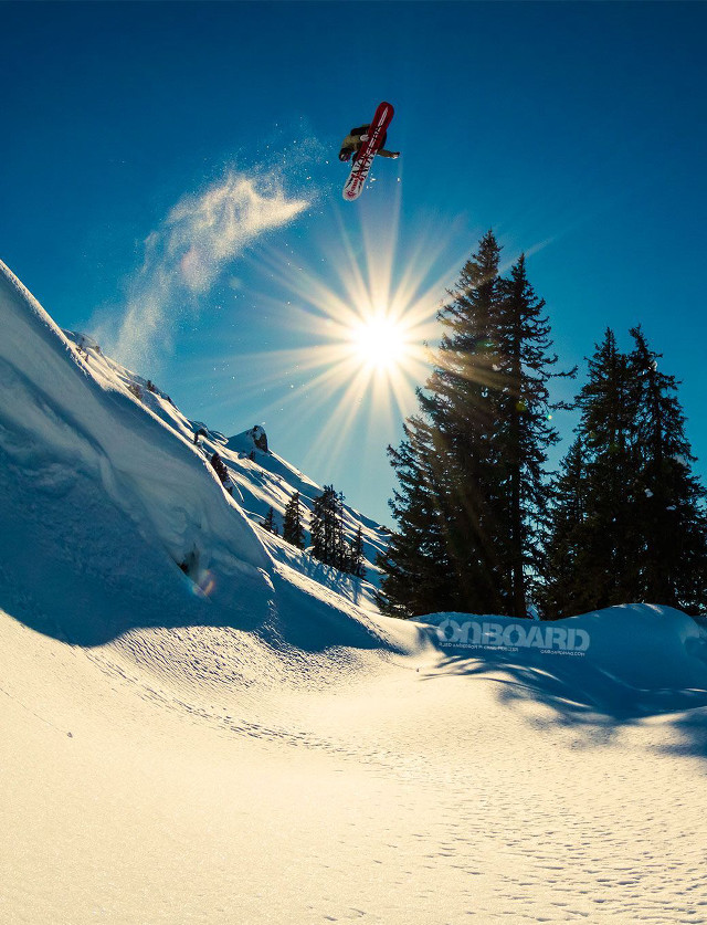 Snowboard jump sunshine hill trees free wallpaper - medium preview image