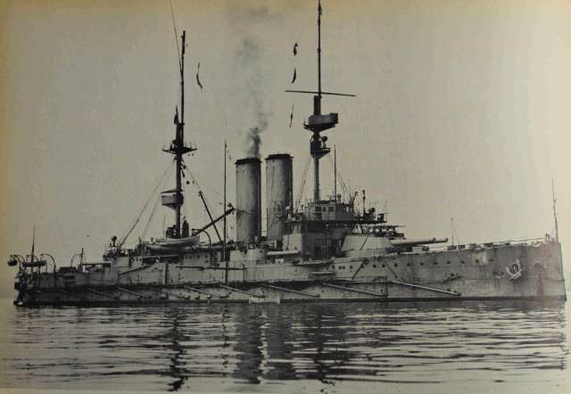 Battleship floating water boat smoke #2 free wallpaper - medium preview image