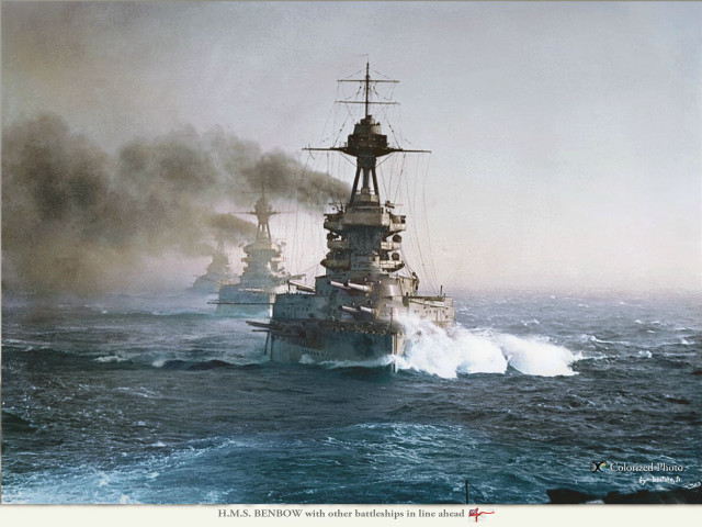 Battleship ocean smoke billowing middle free wallpaper - medium preview image