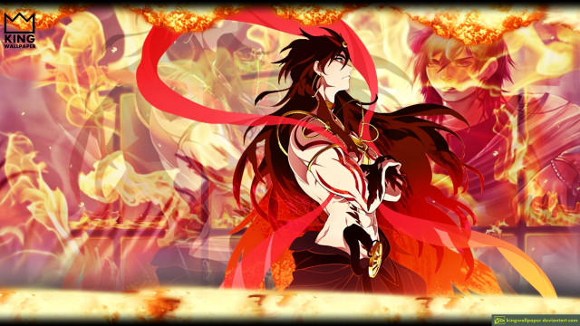 Woman sword fire flames background free wallpaper - medium preview image