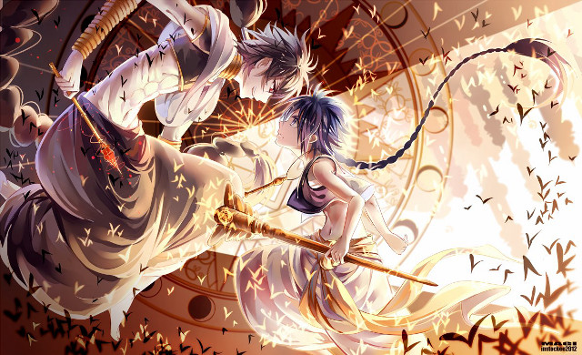 Anime characters fighting clock sword free wallpaper - medium preview image