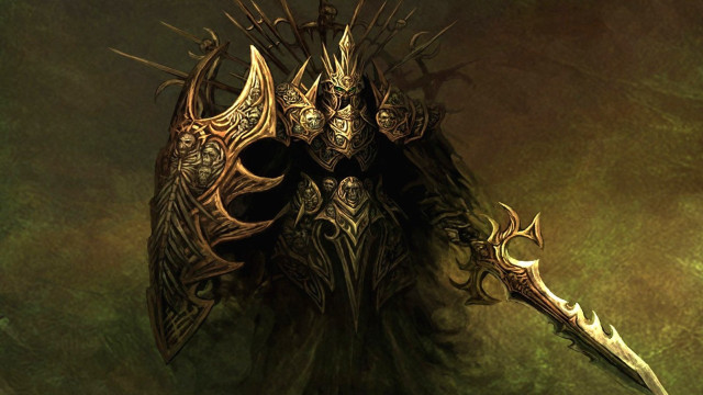 Demon sword helmet painting artwork free wallpaper - medium preview image