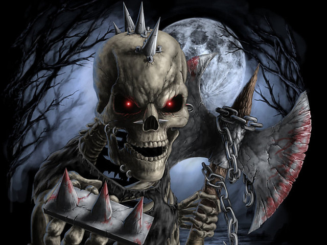 Skeleton knife chain demon shoulder free wallpaper - medium preview image