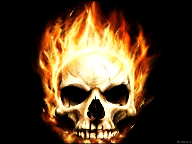 Skull flame dark background image free wallpaper - medium preview image