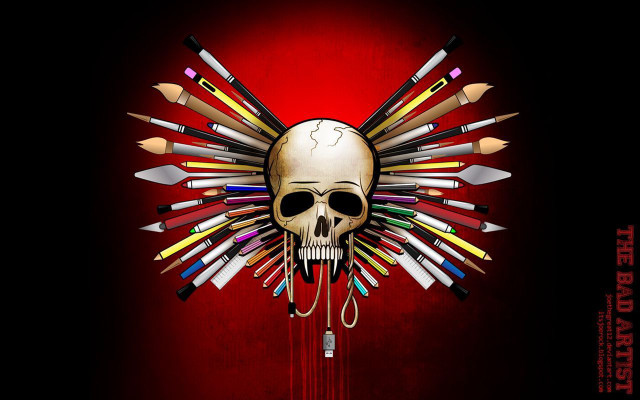 Skull pencils knife mouth image free wallpaper - medium preview image
