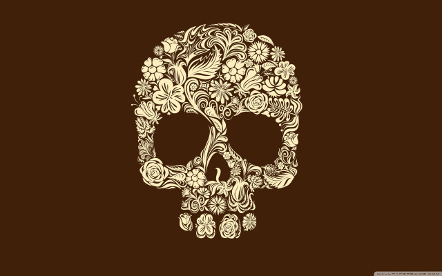 Skull flowers brown background artistic free wallpaper - medium preview image