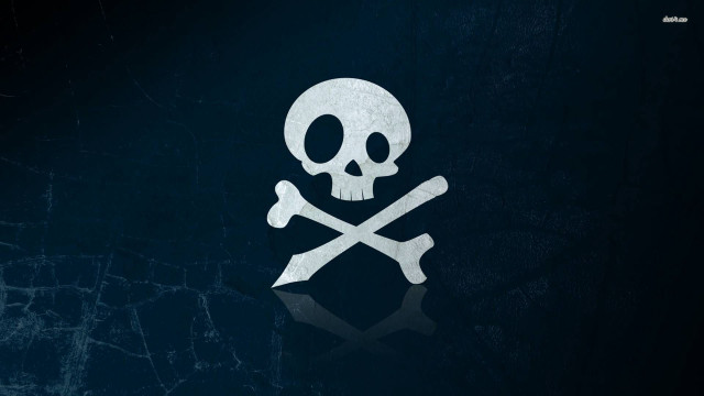 Skull crossbones dark background reflection free wallpaper - medium preview image