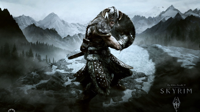 Horned man sword snowy landscape free wallpaper - medium preview image