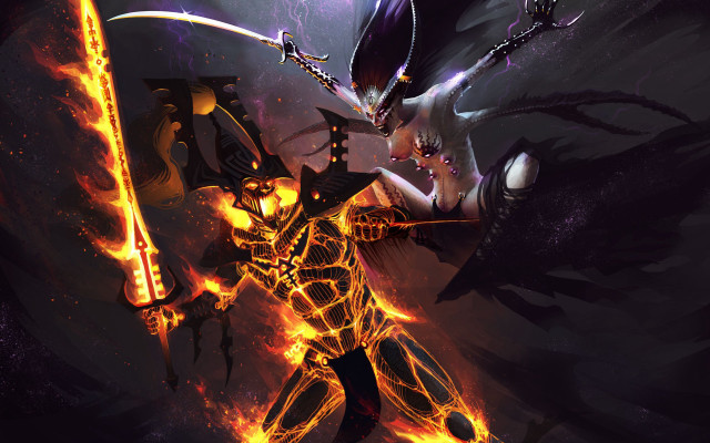 Demonic demon sword fire back free wallpaper - medium preview image