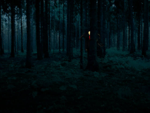 Dark forest person flashlight light free wallpaper - medium preview image