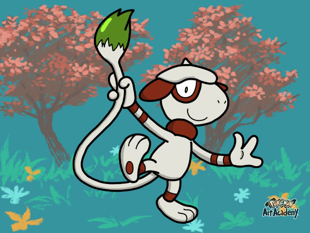Cartoon dog paintbrush tree pink free wallpaper - medium preview image
