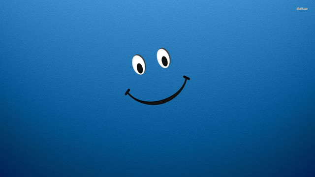 Blue background smiley face white free wallpaper - medium preview image