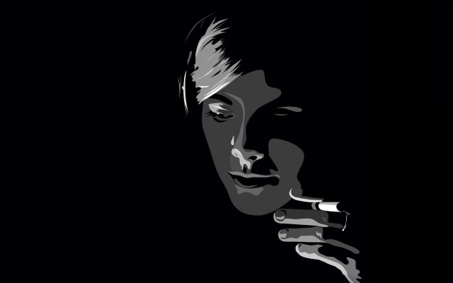 Woman smoking cigarette dark night #2 free wallpaper - medium preview image