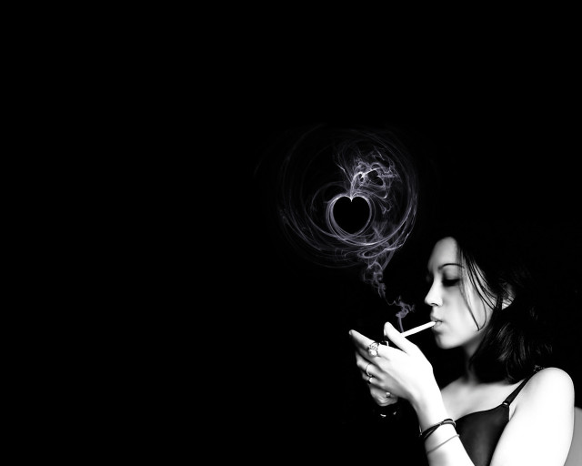 Woman smoking heart shaped smokestack free wallpaper - medium preview image