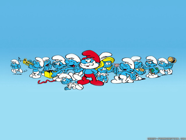 Cartoon characters running line blue free wallpaper - medium preview image