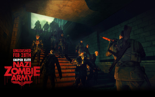 Zombies stairs gun ground building free wallpaper - medium preview image