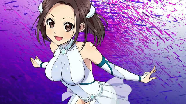 Woman white dress purple background free wallpaper - medium preview image