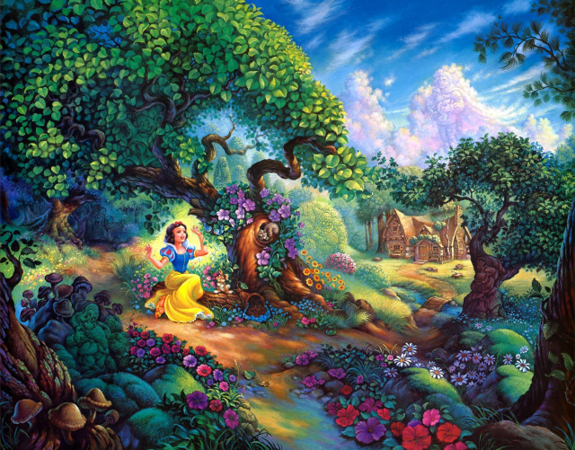 Princess forest house stream flowers free wallpaper - medium preview image