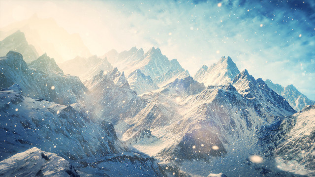 Snowy mountain range sun clouds #2 free wallpaper - medium preview image