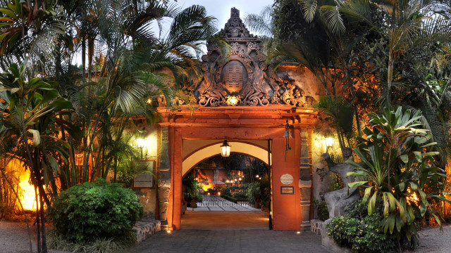 Gate clock palm trees night free wallpaper - medium preview image