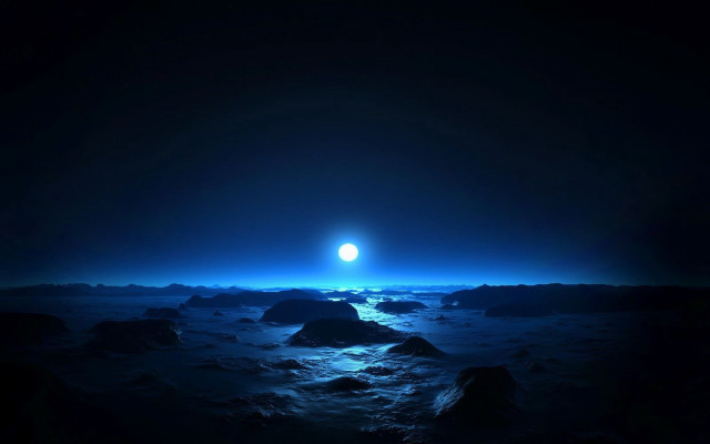 Dark ocean bright light distant free wallpaper - medium preview image