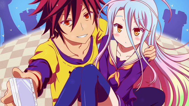 Anime characters posing for picture #3 free wallpaper - medium preview image