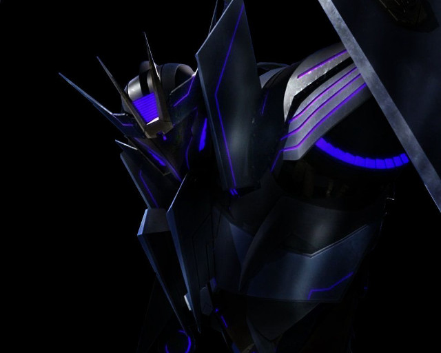 Robot sword black background blue free wallpaper - medium preview image