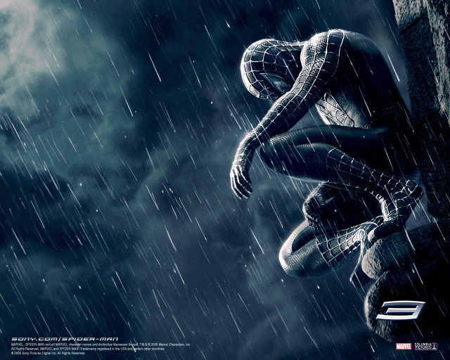 Spiderman rainy night city storm free wallpaper - medium preview image