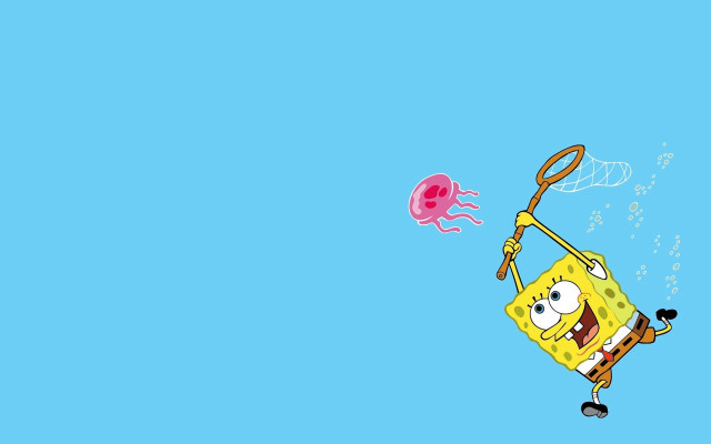 Spongebob holding pink object jellyfish free wallpaper - medium preview image