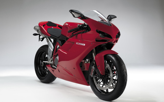 Red motorcycle studio gray background free wallpaper - medium preview image
