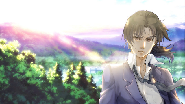 Man in suit forest mountains free wallpaper - medium preview image
